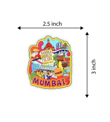 Indian State Theme Wooden Fridge Magnet  Magnet for Home Office Kitchen Refrigerator Door Stylish Decor Souvenir Gift  Indoor Decorative Gift Item (Mumbai Fridge Magnet)
